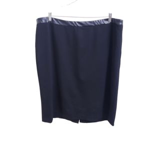 Talbots Plus Black Pencil Skirt with Faux Leather Trim, Size 22W